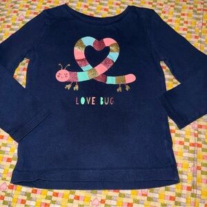 Carter’s Toddler Girls Size 2T Worm Love Bug Shirt